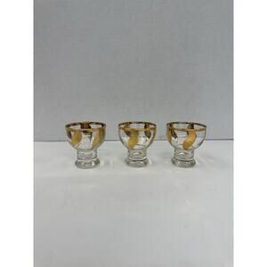 Mid-Century Modern pedestal cocktail or brandy snifters, Gold Plated Set Of 3